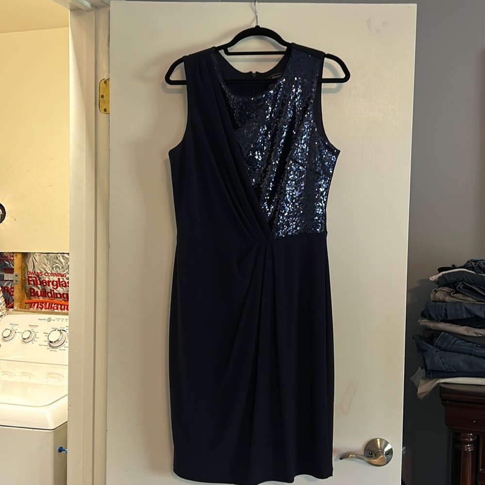 Navy blue sequined Wedding Guest or Cocktail dress